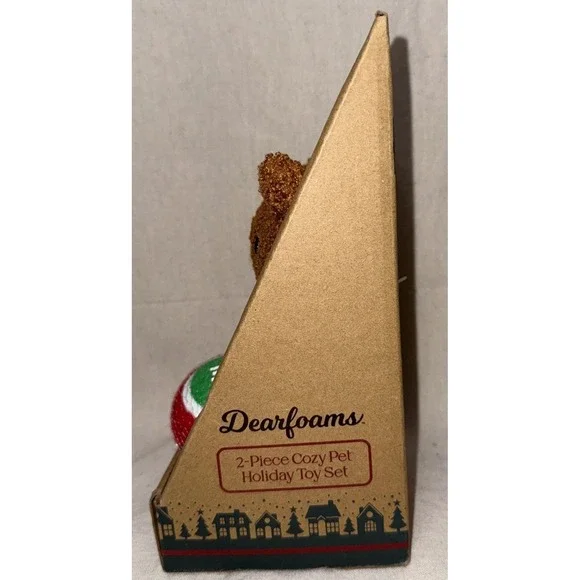 Dearfoams Cozy Pet Holiday Toy Set Plush Squeaky Dog Toy Ball NIB - Picture 7 of 9